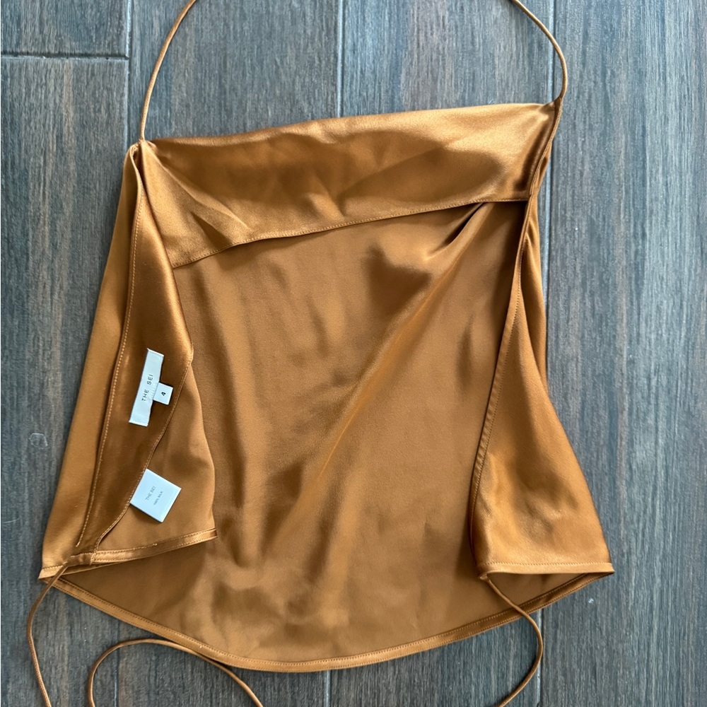 The Sei  Satin silk  Toffe Women's  halter — open back Top